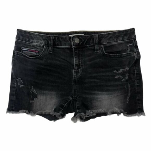 Tommy Hilfiger Women's denim short Black Distressed Denim Cut-Off Shorts 10 size - Picture 1 of 16